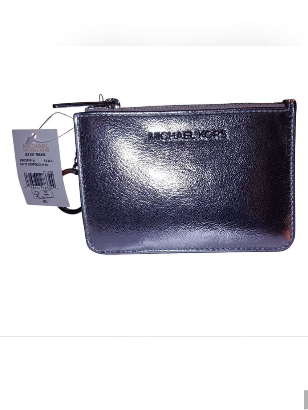 Michael Kors Metallic Silver Card Pouch Key / Card Holder